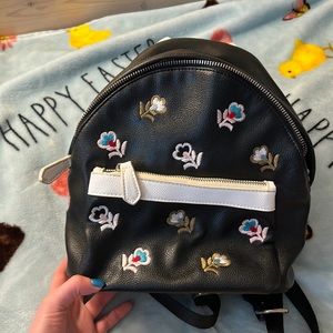 Faux Leather Flower Mini Backpack
